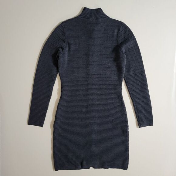 Calvin Klein Women's Charcoal Gray Long Sleeve Zip-Front Sweater Dress - Picture 16 of 16